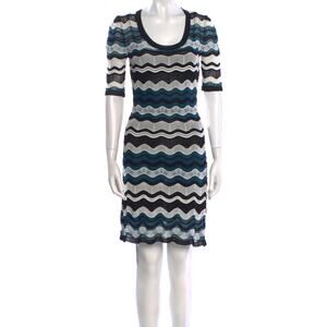 M Missoni Blue Black Striped Mini Dress XS IT38